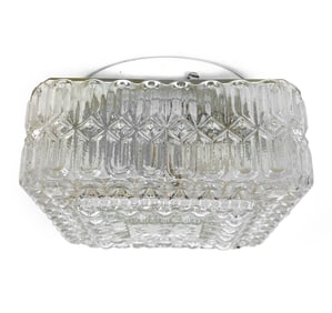 DANISH TEXTURED GLASS CEILING LIGHT C. 1970S