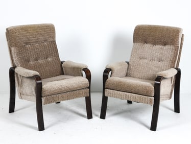 PAIR OF DANISH BEECH LOUNGE CHAIRS C. 1960S
