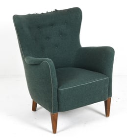 IVERSEN STYLE DANISH BEECH LOUNGE CHAIR C. 1960S