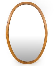 SWEDISH PINE OVAL WALL MIRROR C. 1960S