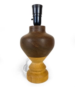 DANISH TURNED TEAK TABLE LAMP C. 1970S