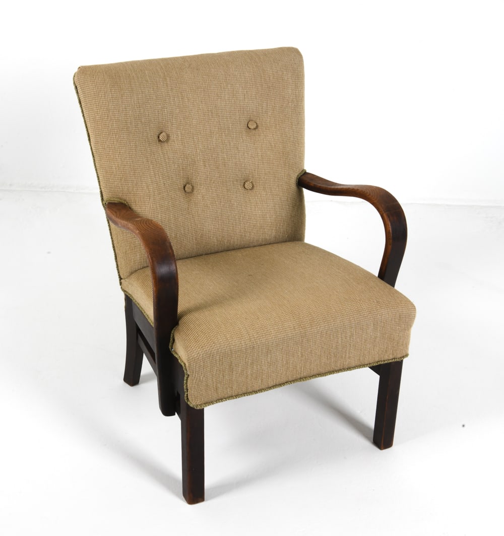 STYLE OF ALFRED CHRISTENSEN OAK LOUNGE CHAIR 1950S (1 of 17)