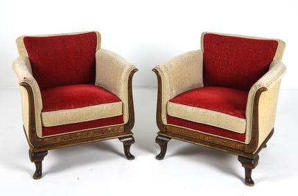 PAIR SCANDINAVIAN DECO STYLE LOUNGE CHAIRS 1950S