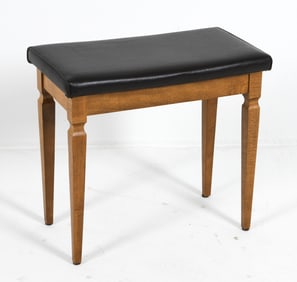 DANISH OAK & LEATHER PIANO BENCH C. 1970S
