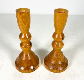 PAIR OF SWEDISH PINE CANDLEHOLDERS C. 1970S