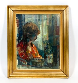 ROALD HANSEN (20TH C.) ABSTRACT PORTRAIT O/C