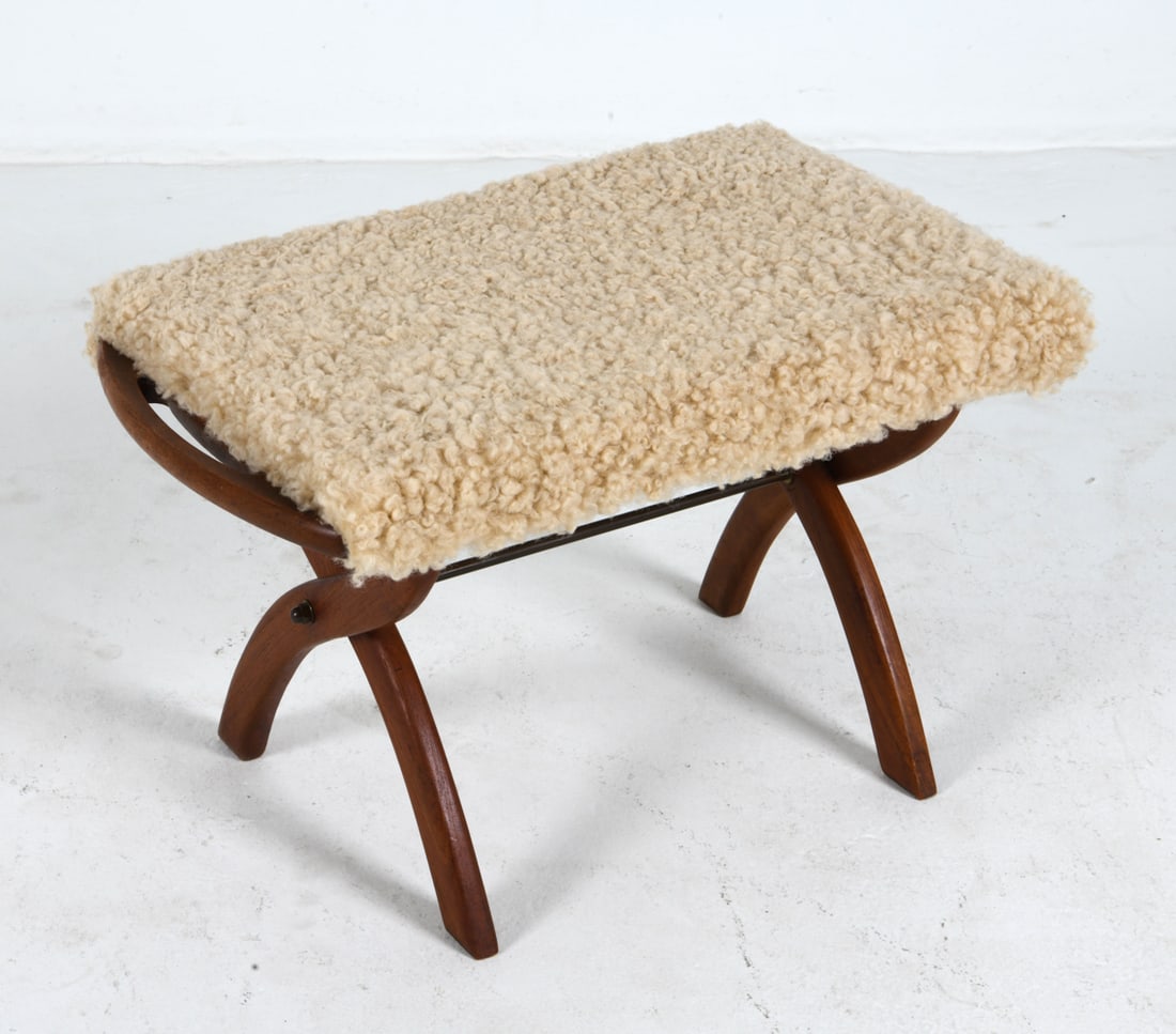 DANISH TEAK & LAMBSWOOL STOOL C. 1960S (1 of 11)