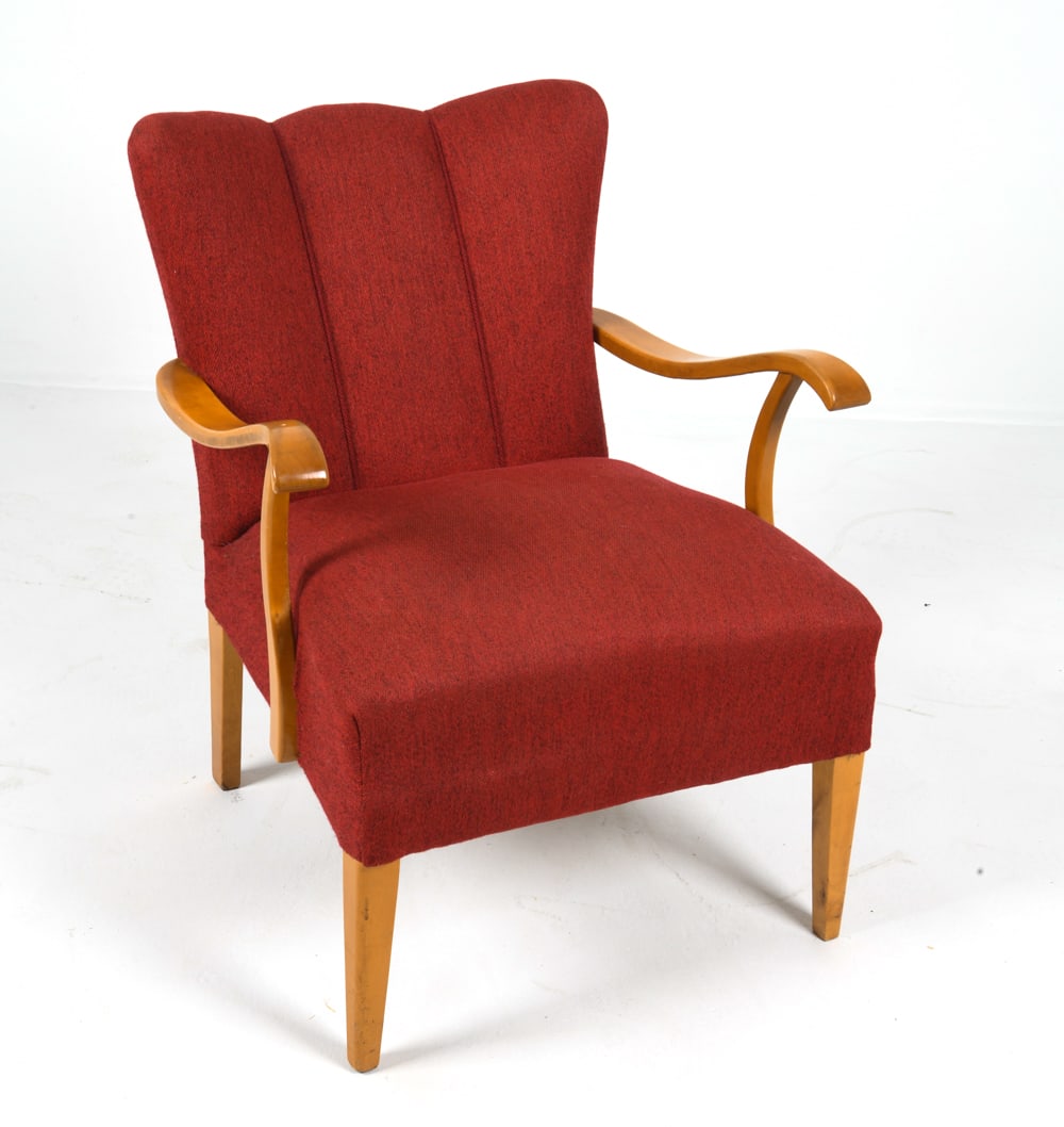 FRITZ HANSEN STYLE BIRCH & WOOL EASY CHAIR C.1940S (1 of 16)