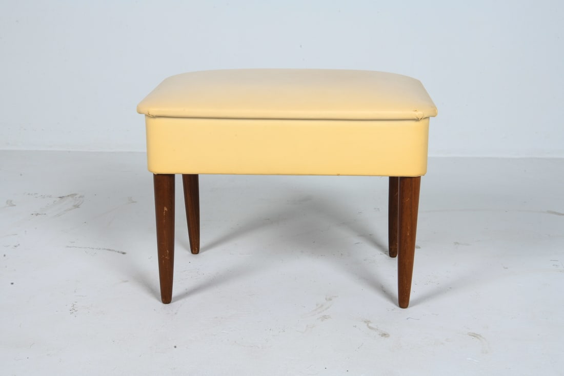 DANISH TEAK & LEATHER STOOL W/ STORAGE C. 1970S (1 of 16)