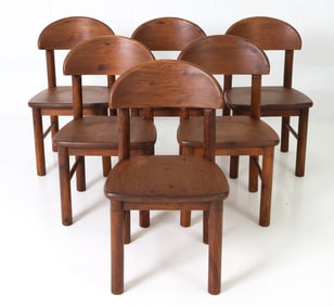 (6) RAINER DAUMILLER PINE DINING CHAIRS C. 1970S