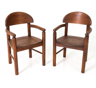 PAIR OF RAINER DAUMILLER PINE DINING CHAIRS 1970S