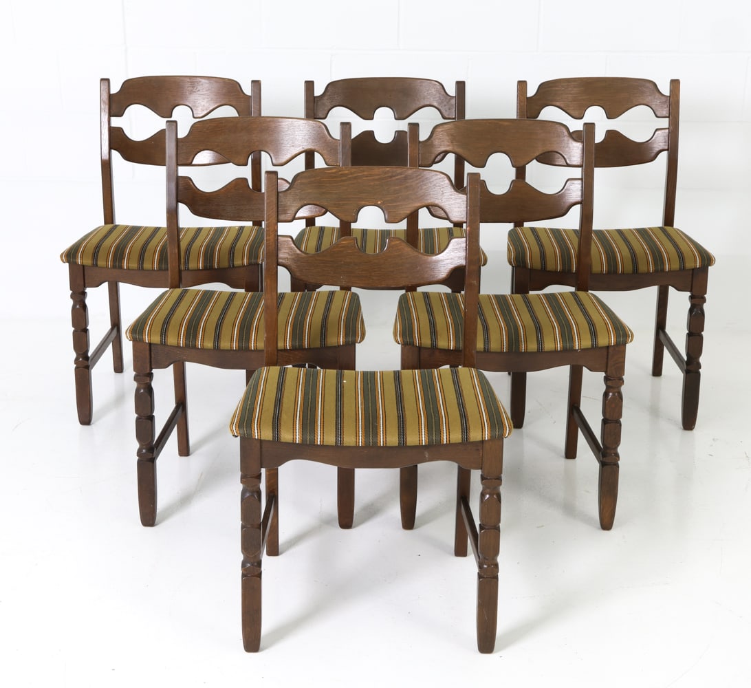 (6) HENNING KJAERNULF OAK RAZOR BACK DINING CHAIRS (1 of 18)