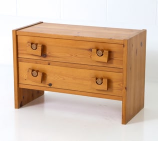 SCANDINAVIAN BRUTALIST PINE CHEST OF DRAWERS 1970S
