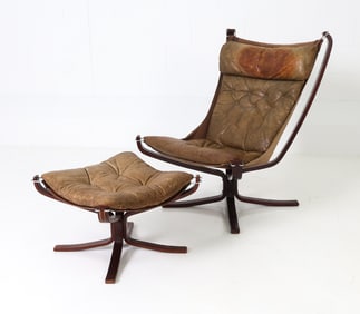 SIGURD RESSELL FALCON LOUNGE CHAIR & OTTOMAN 1970S