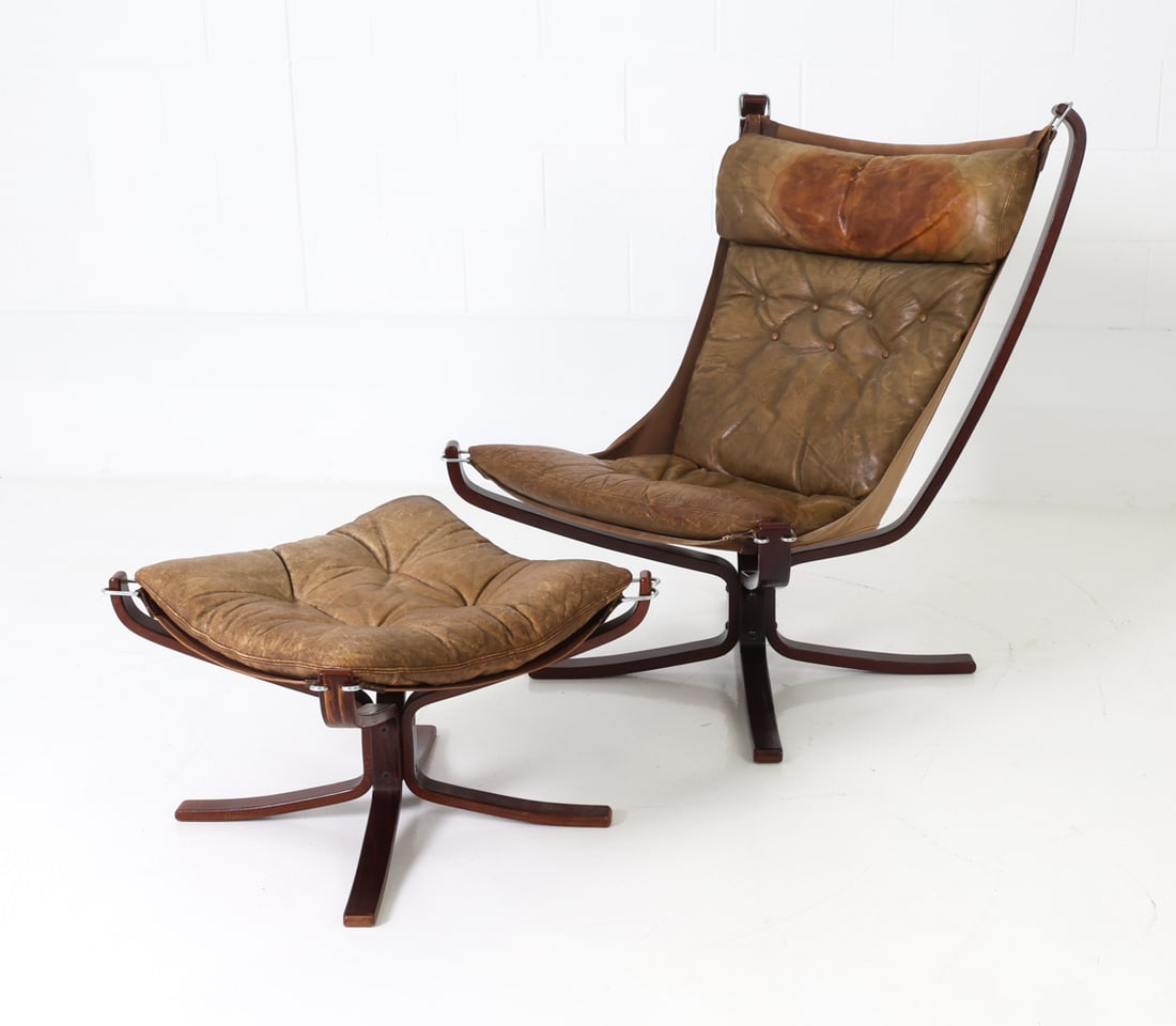 SIGURD RESSELL FALCON LOUNGE CHAIR & OTTOMAN 1970S (1 of 20)