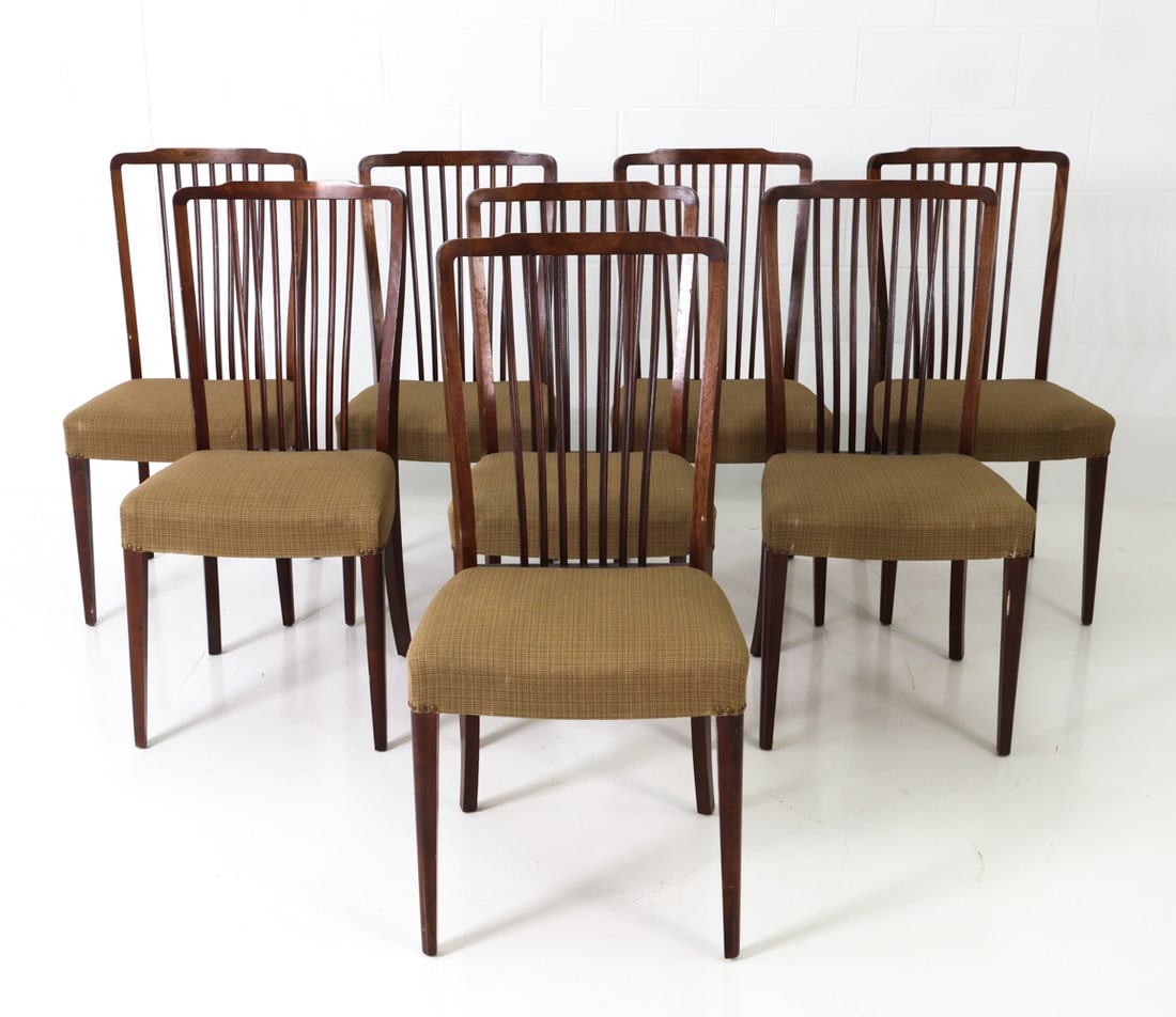 (8) DANISH BEECH SLAT-BACK DINING CHAIRS C. 1960S (1 of 19)