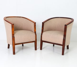 PAIR ART DECO STYLE SWEDISH BEECH LOUNGE CHAIRS
