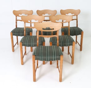 (6) KJAERNULF STYLE DANISH OAK DINING CHAIRS 1970S