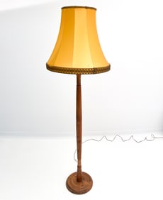 ART DECO OAK & COPPER FLOOR LAMP