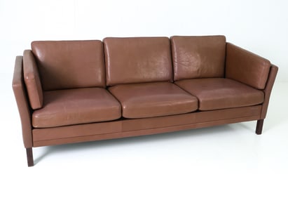 ATTR. BORGE MOGENSEN DANISH LEATHER SOFA C. 1970'S
