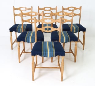 (6) ATTR. HENNING KJAERNULF OAK DINING CHAIRS