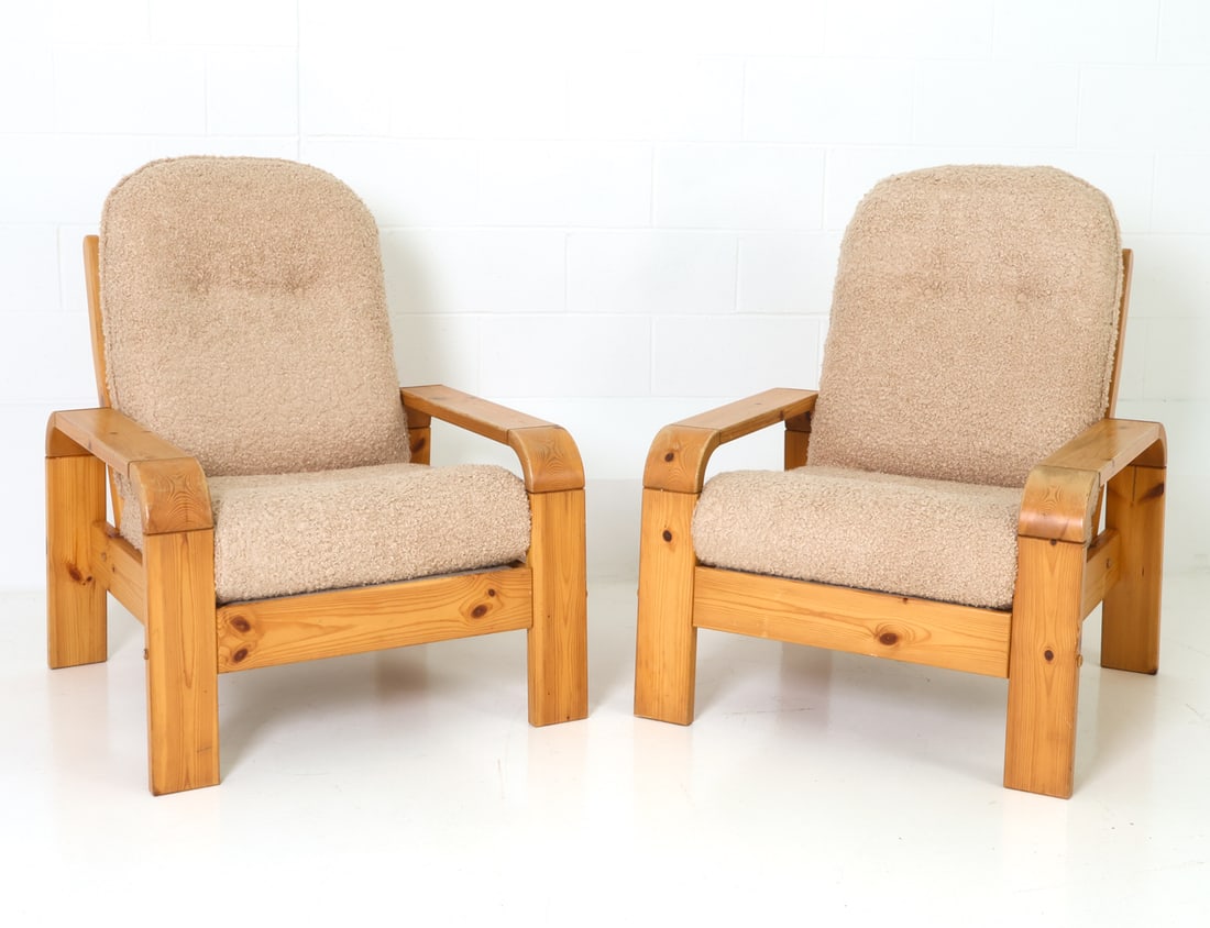 PAIR OF DANISH PINE LOUNGE CHAIRS C. 1970S (1 of 16)