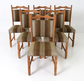 (6) ATTR. HENNING KJAERNULF OAK DINING CHAIRS