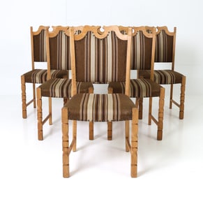 (6) STYLE OF KJAERNULF DANISH OAK DINING CHAIRS