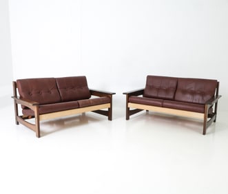 PAIR OF WIKKELSO STYLE DANISH LOVESEAT SOFAS 1970S