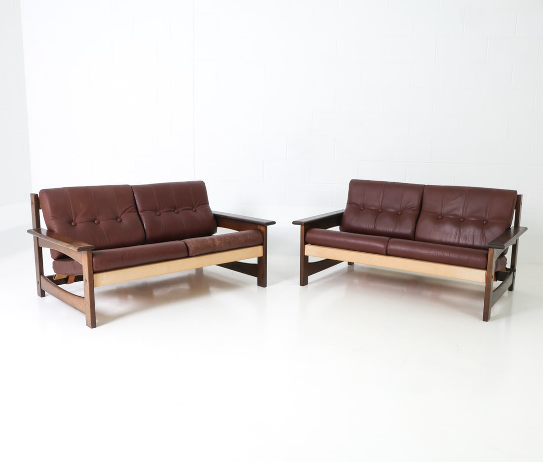 PAIR OF WIKKELSO STYLE DANISH LOVESEAT SOFAS 1970S (1 of 18)