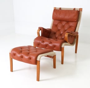 NIELAUS & JEKI MOBLER DANISH CHAIR & OTTOMAN 1970S