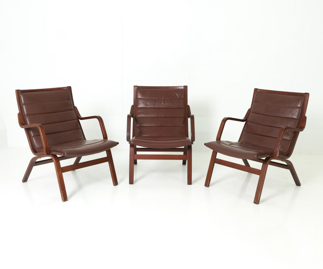 (3) FARSTRUP DANISH LEATHER & BEECH LOUNGE CHAIRS (1 of 20)