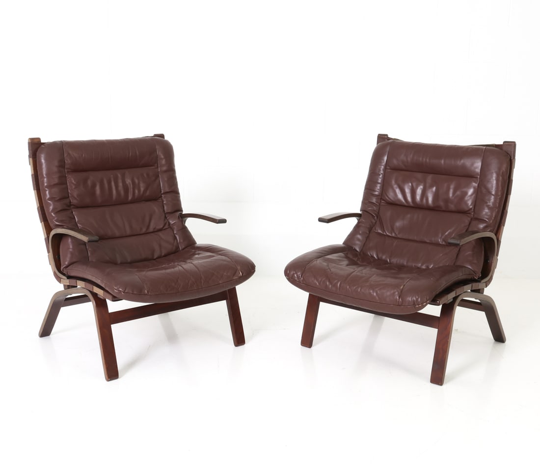 PAIR OF FARSTRUP BEECH & LEATHER EASY CHAIRS 1960S (1 of 15)
