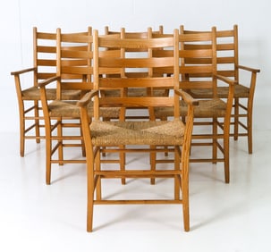 (6) STYLE OF AKSEL HANSEN PINE DINING CHAIRS
