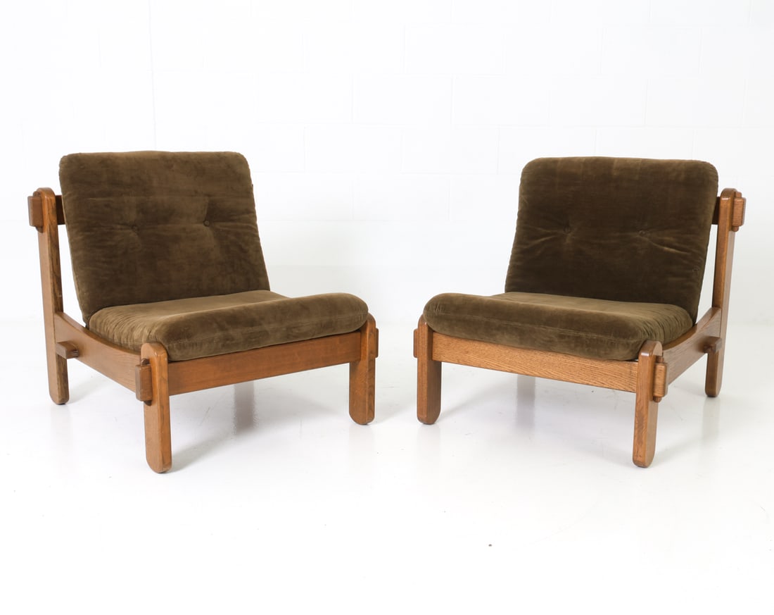 PAIR OF EKSTROM STYLE OAK LOUNGE CHAIRS C. 1970S (1 of 16)