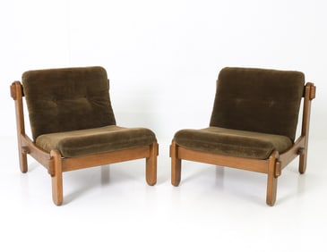 PAIR OF EKSTROM STYLE OAK LOUNGE CHAIRS C. 1970S