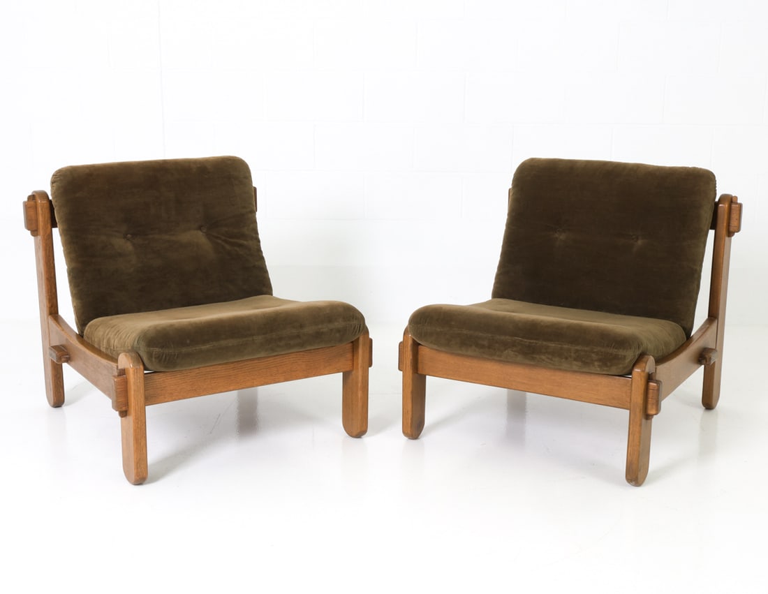 PAIR OF EKSTROM STYLE OAK LOUNGE CHAIRS C. 1970S (1 of 14)