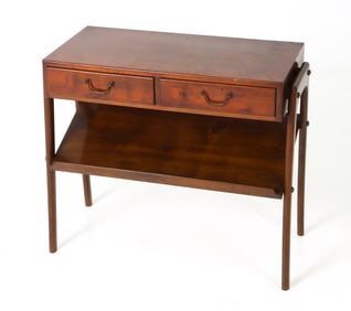 DANISH MAHOGANY MAGAZINE RACK SIDE TABLE C. 1960S