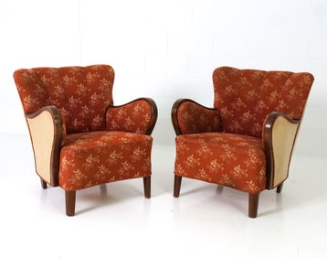 PAIR OF ART DECO STYLE DANISH LOUNGE CHAIRS 1940S