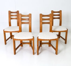 (4) FINDAHLS DANISH PINE & SHEARLING DINING CHAIRS