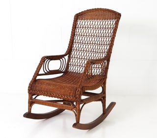 SCANDINAVIAN WICKER ROCKING CHAIR C. 1940S
