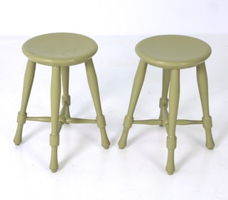PAIR OF SCANDINAVIAN PAINTED PINE STOOLS C. 1940S