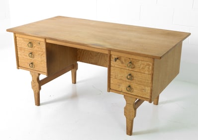 ATTR. HENNING KJAERNULF DANISH OAK DESK C. 1970'S
