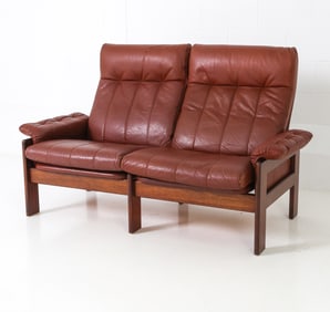 SKIPPERS MOBLER DANISH LEATHER LOVESEAT SOFA