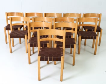 (12) HOUMOLLER KLEMMENSEN BIRCH DINING CHAIRS