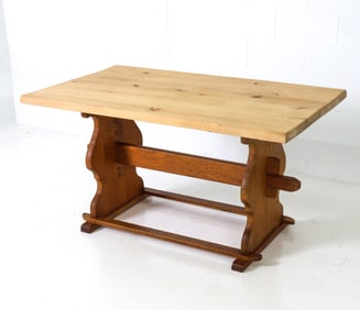 DANISH OAK TRESTLE DINING TABLE