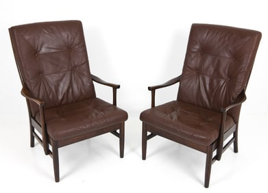 PAIR FARSTRUP "CASA" DANISH LEATHER CHAIRS C.1970S
