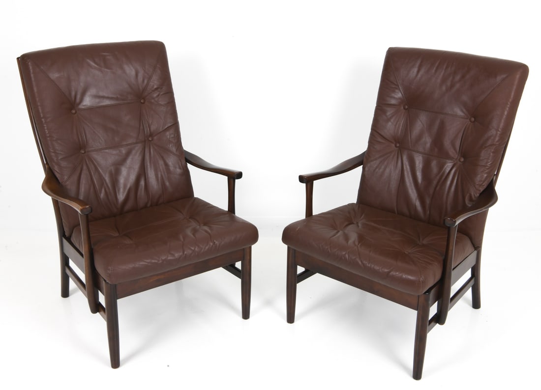 PAIR FARSTRUP "CASA" DANISH LEATHER CHAIRS C.1970S (1 of 1)