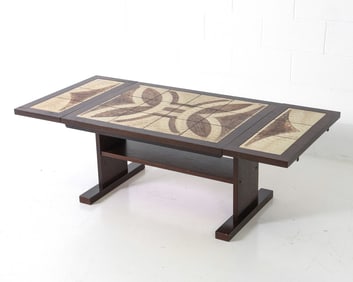 POUL POULSEN FOR GANGSO OAK & CERAMIC COFFEE TABLE