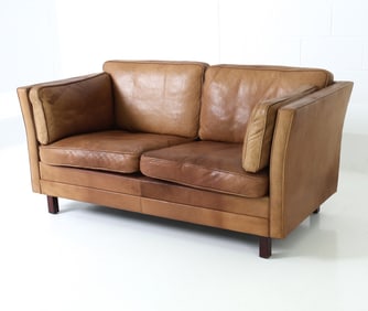 MOGENS HANSEN STYLE DANISH LEATHER SOFA C. 1960S